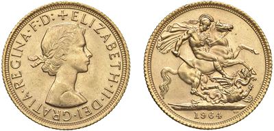 Elisabetta II, Sterlina 1963 (Londra), oro