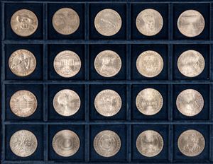 SECONDA REPUBBLICA (1945 - ) - Giro completo delle 20 monete da 50 Schilling, 1959/1978, Vienna.