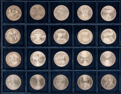 Giro completo delle 20 monete da 50 Schilling, 1959/1978, Vienna — Seconda Repubblica (1945– )