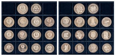 Repubblica Popolare (1949 - 1990), Lotto di 14 monete in argento Leva Proof (1973/1979), Sofia