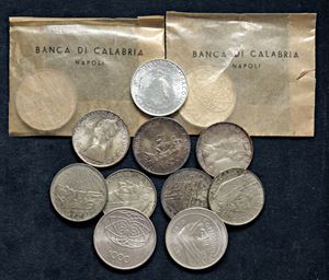 Lot of 12 500 and 1000 lire coins, Rome.