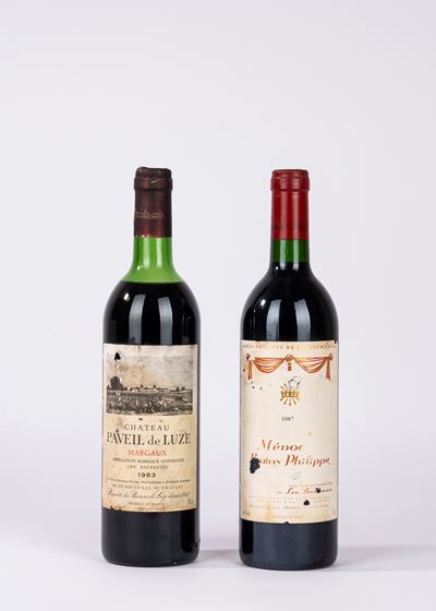 Selezione vini di Bordeaux, 2 bottiglie (Château Pavie de Luze 1983; Baron Philippe de Rothschild...