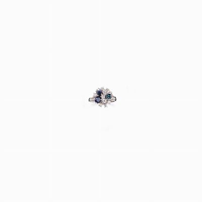 Anello in Diamanti e Zaffiri in Oro Bia