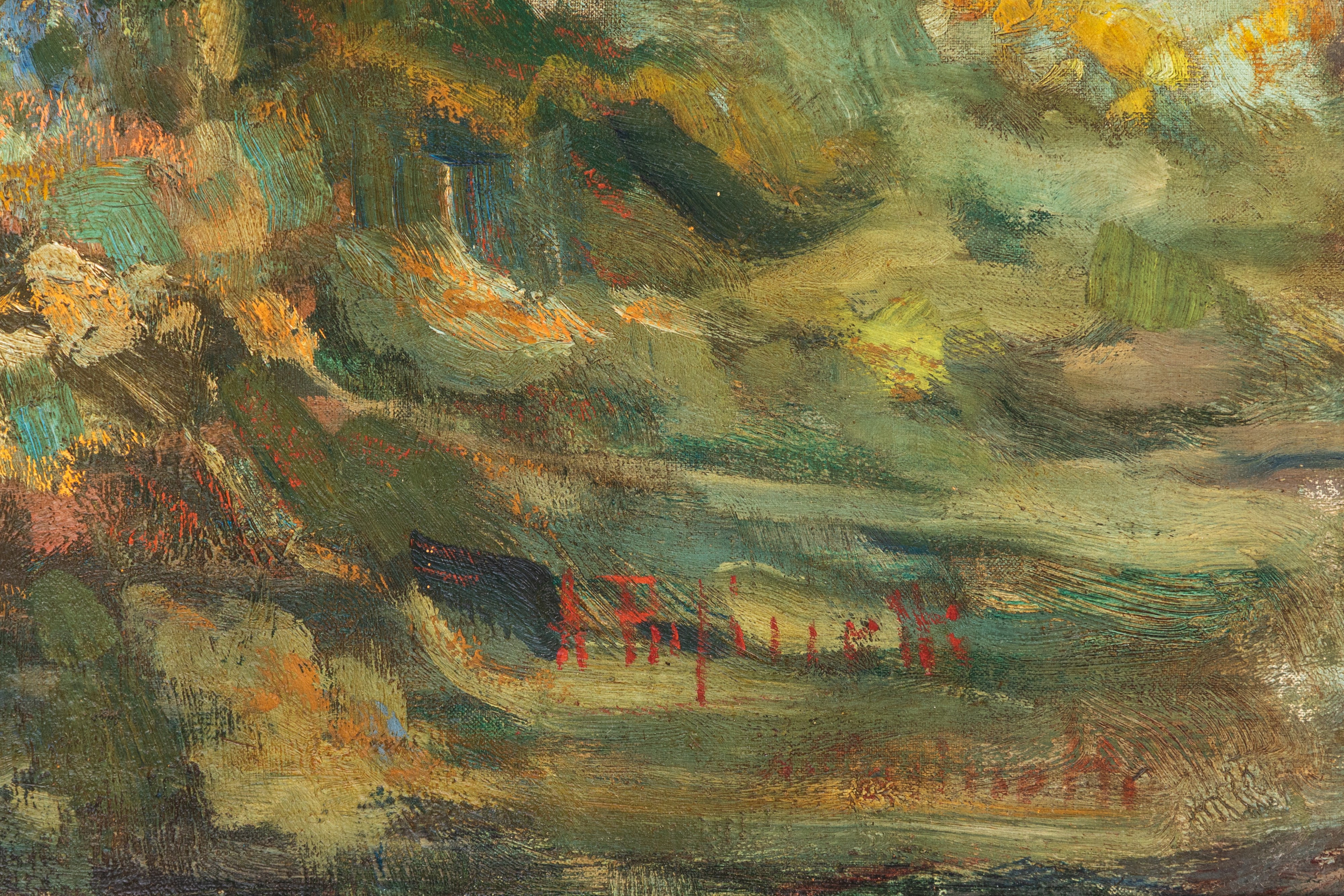 Antonio Pasinetti - Veduta di lago, olio su tela