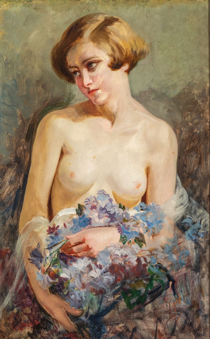 Scuola del Secolo XX - Nudo femminile, olio su tela