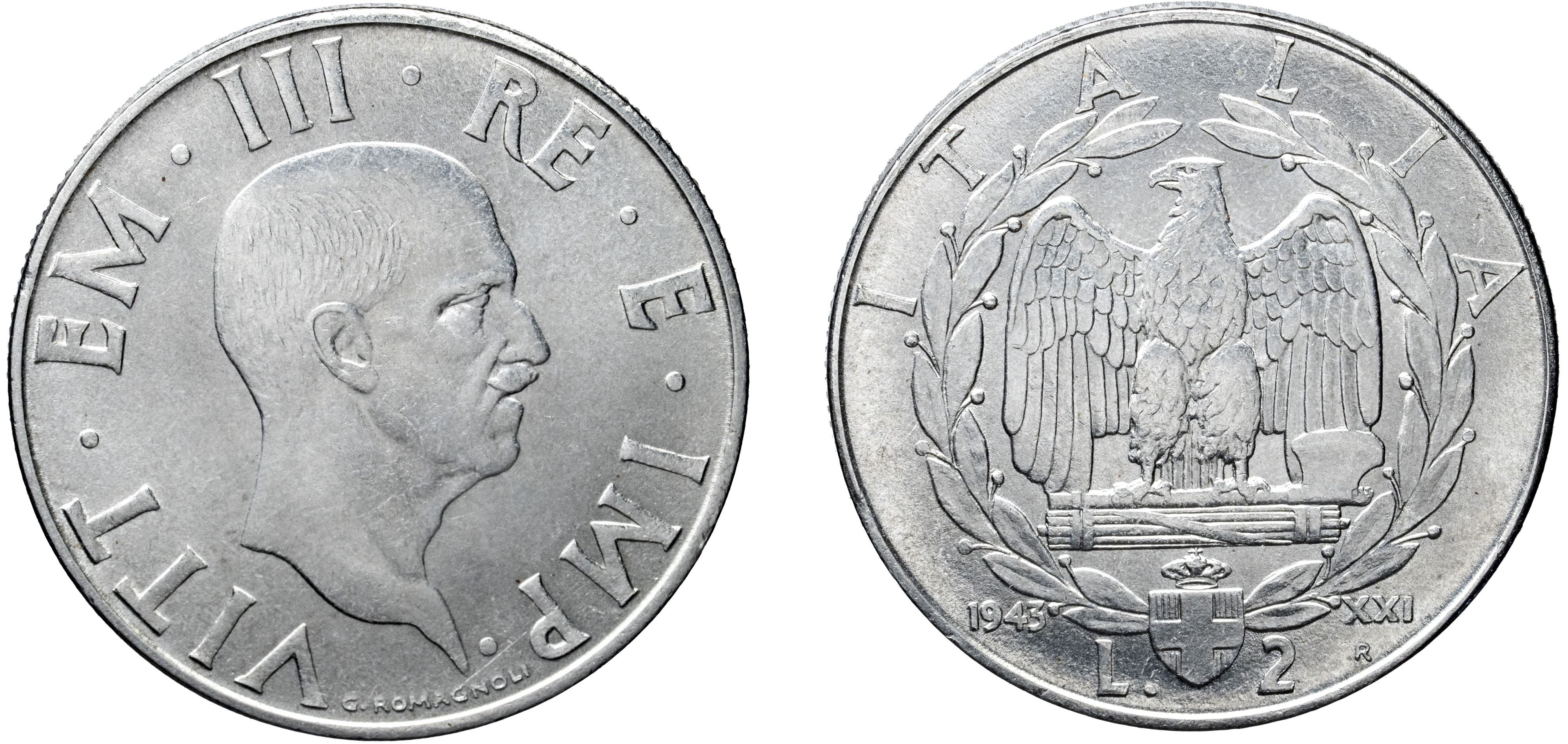 Regno D'italia - Vittorio Emanuele III, Serie di 6 monete «Impero» (1943, Roma) in vari metalli