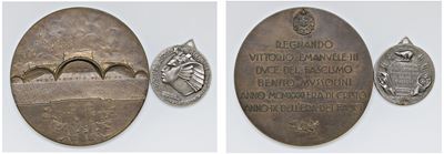 Vittorio Emanuele III, Coppia di medaglie dell’epoca fascista, bronzo e argento (Roma), 1931-1933