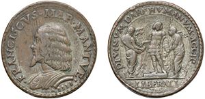 FRANCESCO II GONZAGA (1484 - 1519) - Impressione in rame del doppio testone o medaglia, s.d., Mantova.