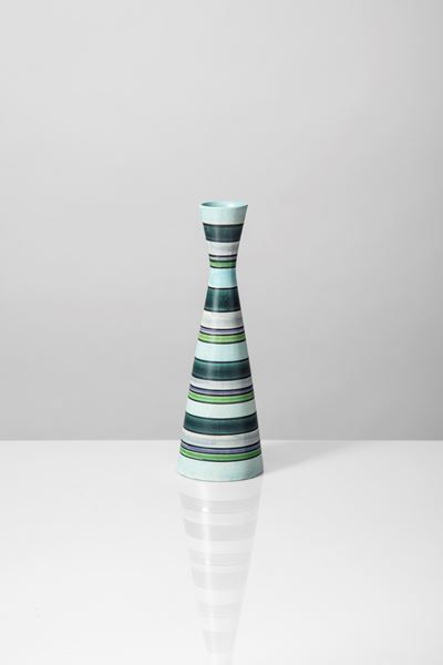 Vaso conico a clessidra in ceramica smaltata