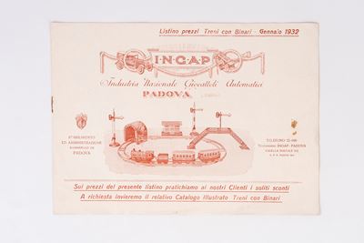 Listino prezzi Gennaio 1932, piccolo catalogo di giocattoli con prezzi in lire