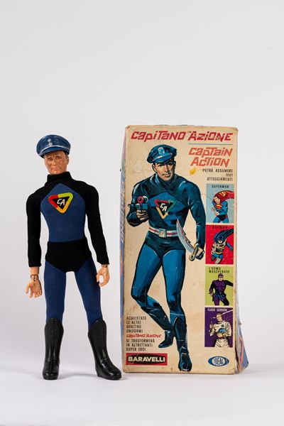 Captain Action, Figura in plastica in scatola originale (anni 1960), 28 cm