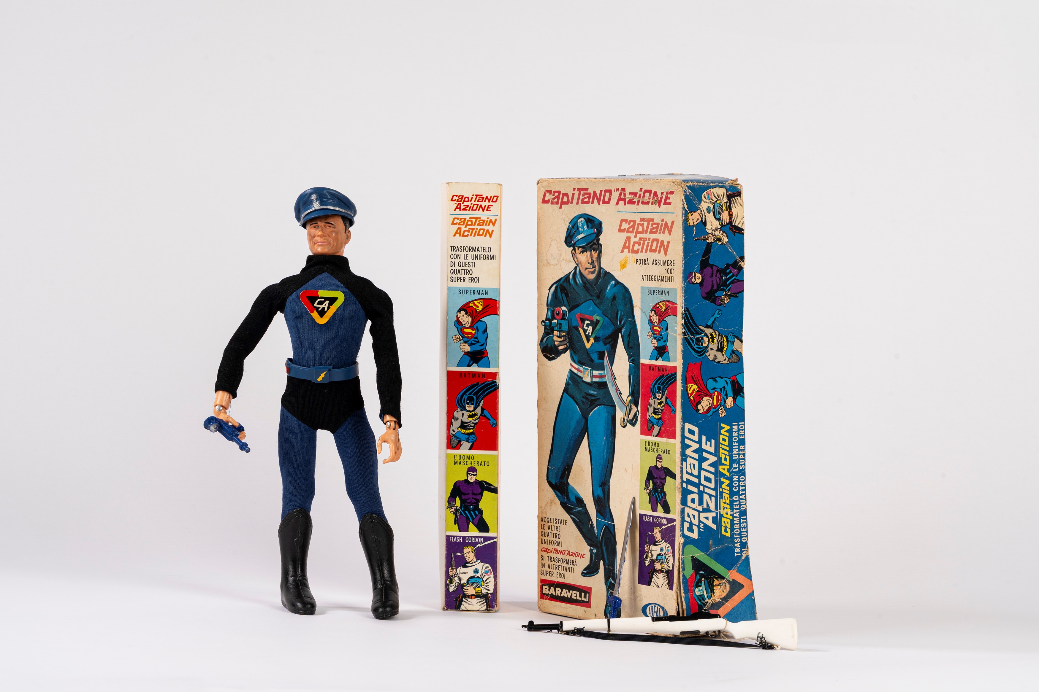 Ideal (baravelli) - Captain Action, Figura in plastica in scatola originale (anni 1960), 28 cm