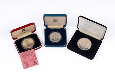Grandi e Britannico, Fiji e Isola di Man, Lotto di tre emissioni commemorative PROOF in argento 9...