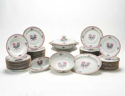 Servizio di Piatti in Porcellana "les Deux Roses" L.bernardaud & Co., Limoges, Francia