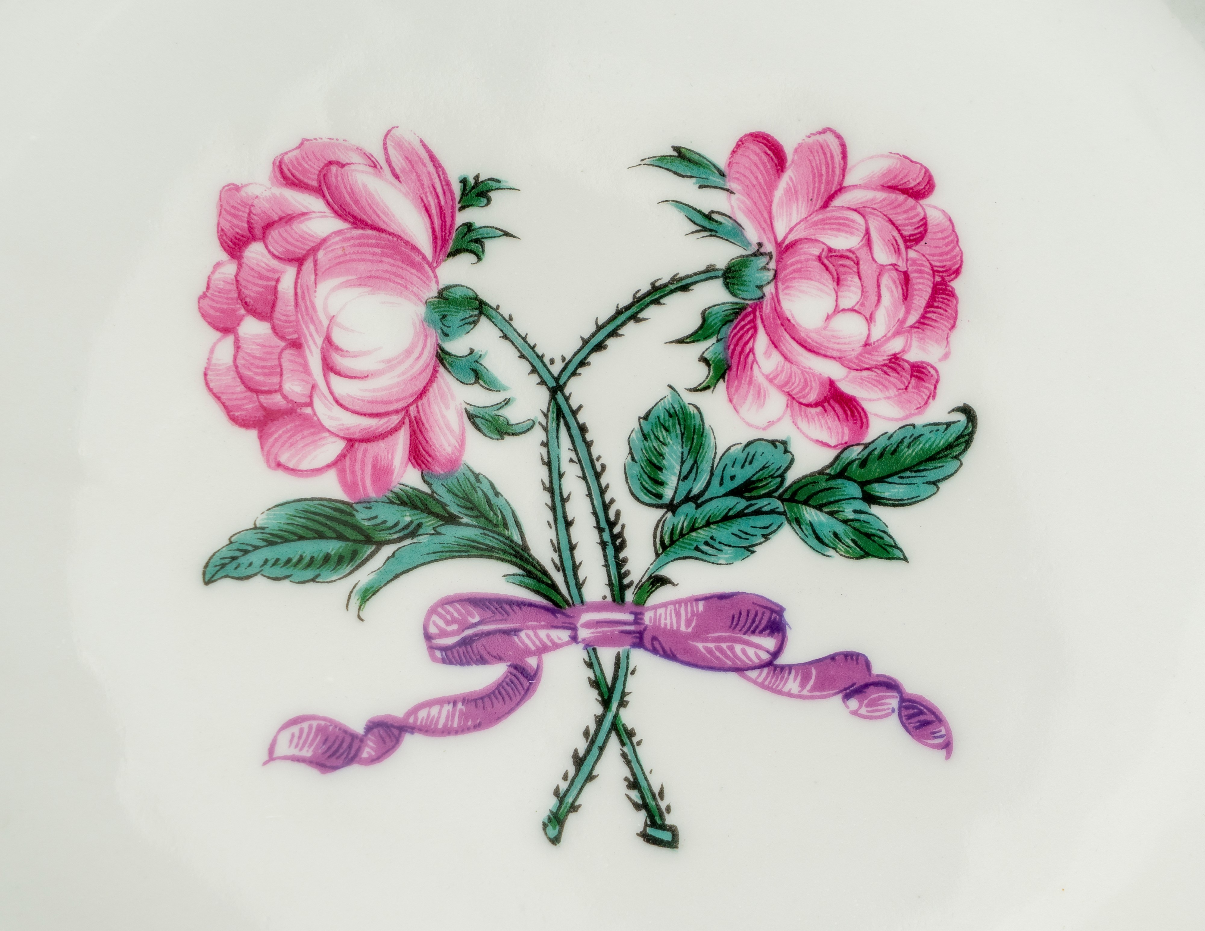 Servizio di Piatti in Porcellana "les Deux Roses" L.bernardaud & Co., Limoges, Francia