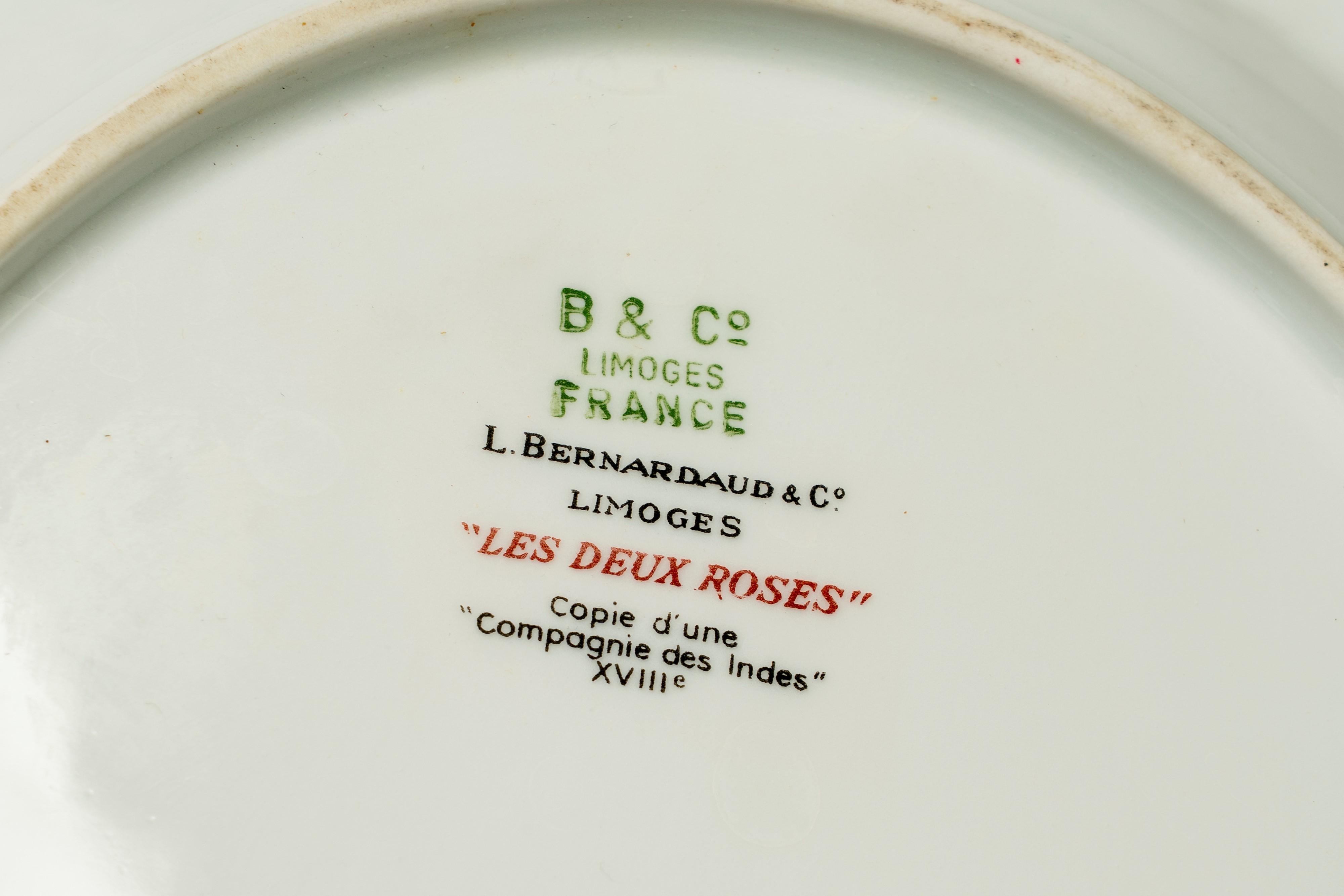 Servizio di Piatti in Porcellana "les Deux Roses" L.bernardaud & Co., Limoges, Francia