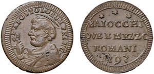 PIO VI, Giovanni Angelo Braschi (1775 - 1799) - 2 Baiocchi e mezzo 1797, Roma.