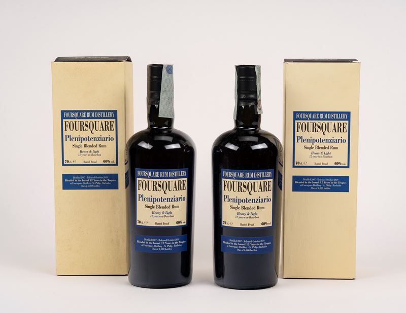 Barbados - Foursquare, Plenipotenziario Single Blended Rum, 12 anni (2 bottiglie)