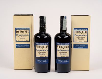 Rum, Foursquare Plenipotenziario Single Blended Rum 12 anni (2 bottiglie) — 70 cl, 60% vol