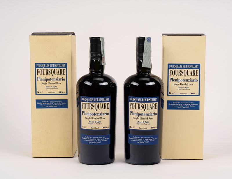 Barbados - Rum, Foursquare Plenipotenziario Single Blended Rum 12 anni (2 bottiglie) — 70 cl, 60%...