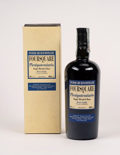 Rum blended, Foursquare Plenipotenziario, 12 anni (Single Blended Rum), 70 cl, 60% vol