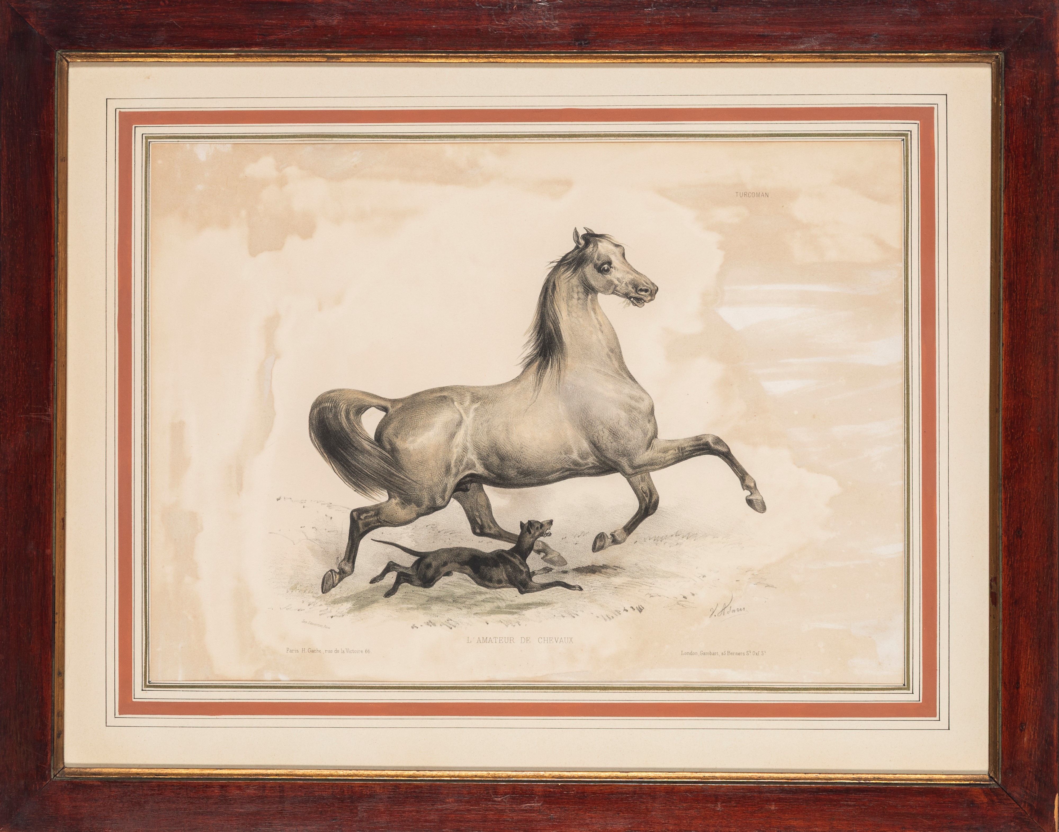 Gruppo di dodici litografie in cornici, dopo “L’amateur de chevaux”, iscrizioni e provenienza tip...