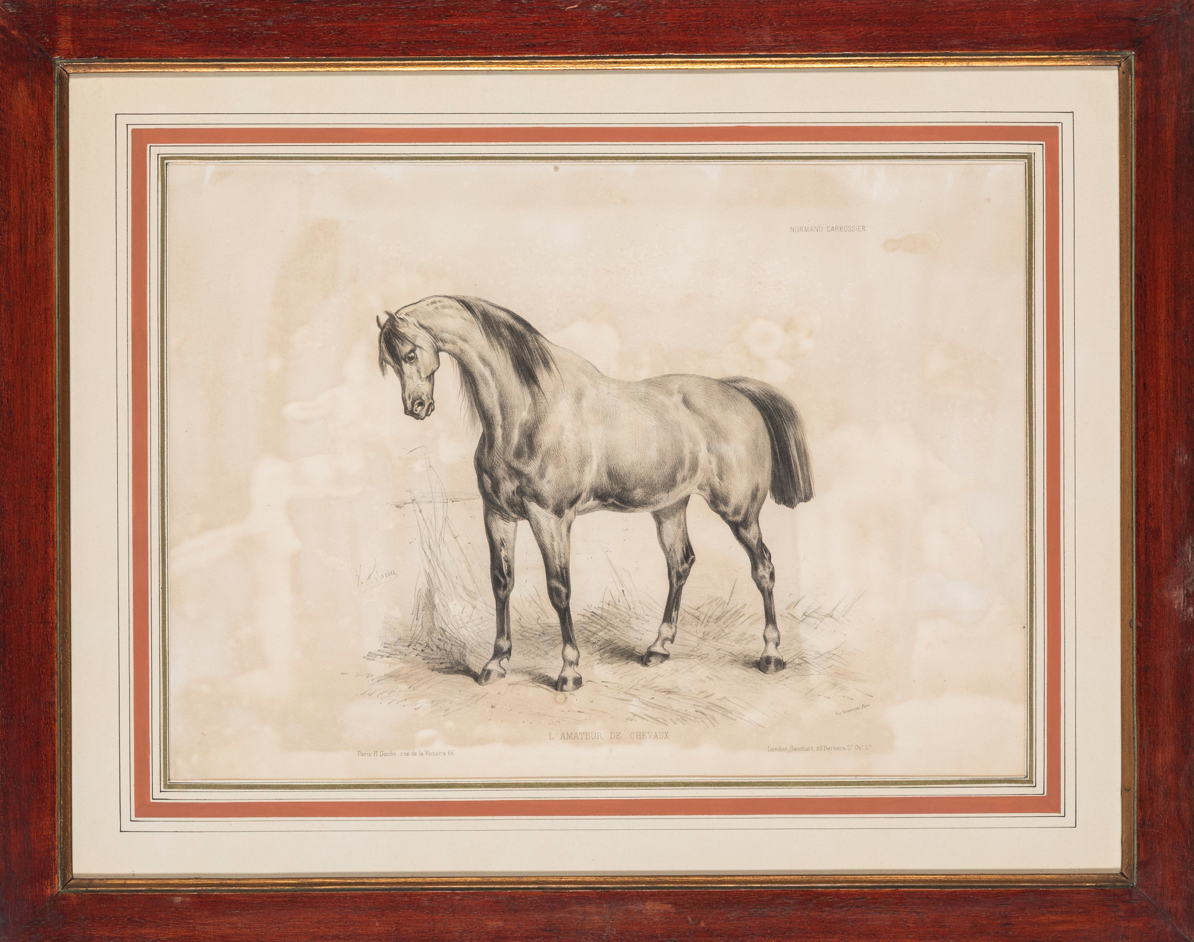 Gruppo di dodici litografie in cornici, dopo “L’amateur de chevaux”, iscrizioni e provenienza tip...