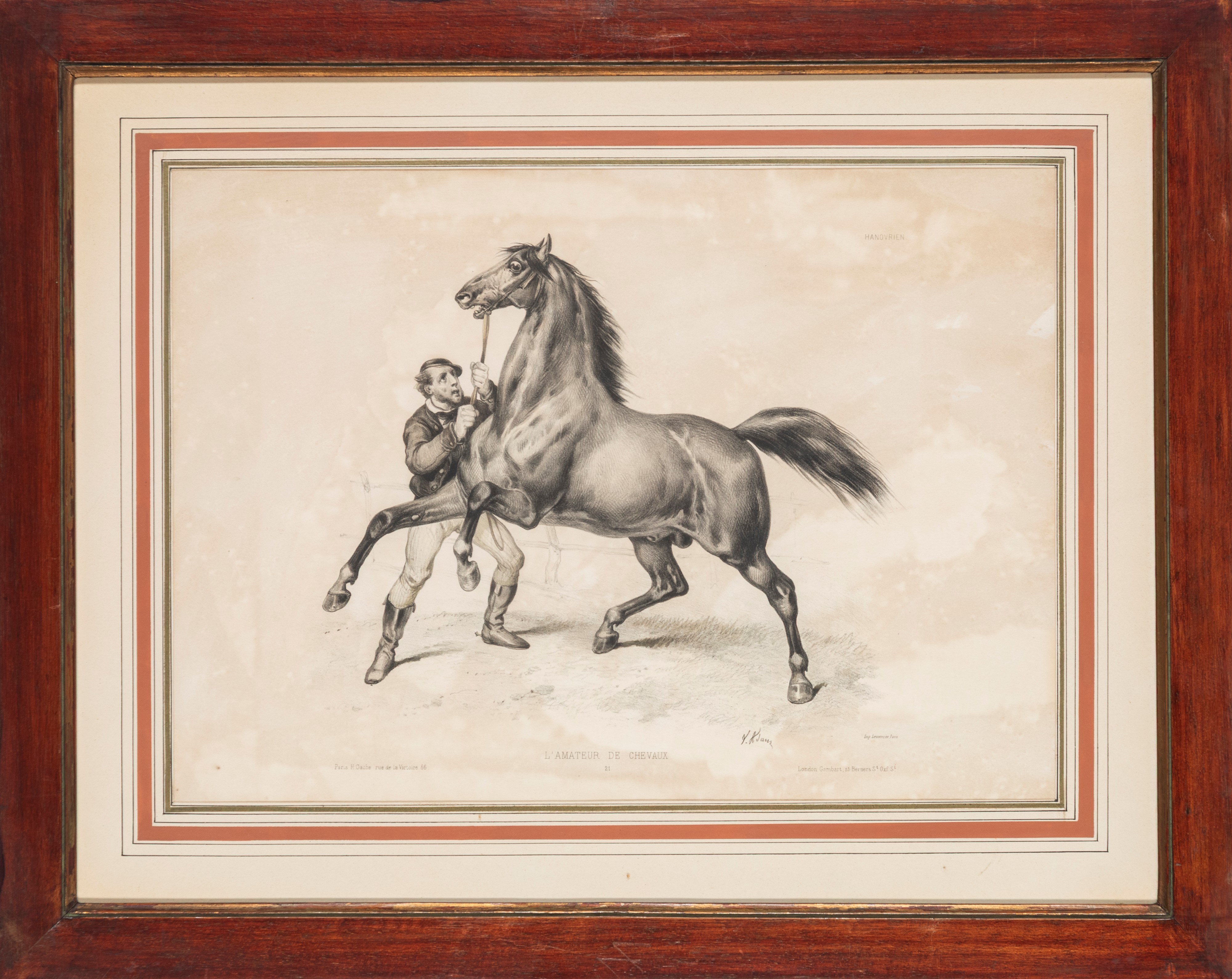 Gruppo di dodici litografie in cornici, dopo “L’amateur de chevaux”, iscrizioni e provenienza tip...