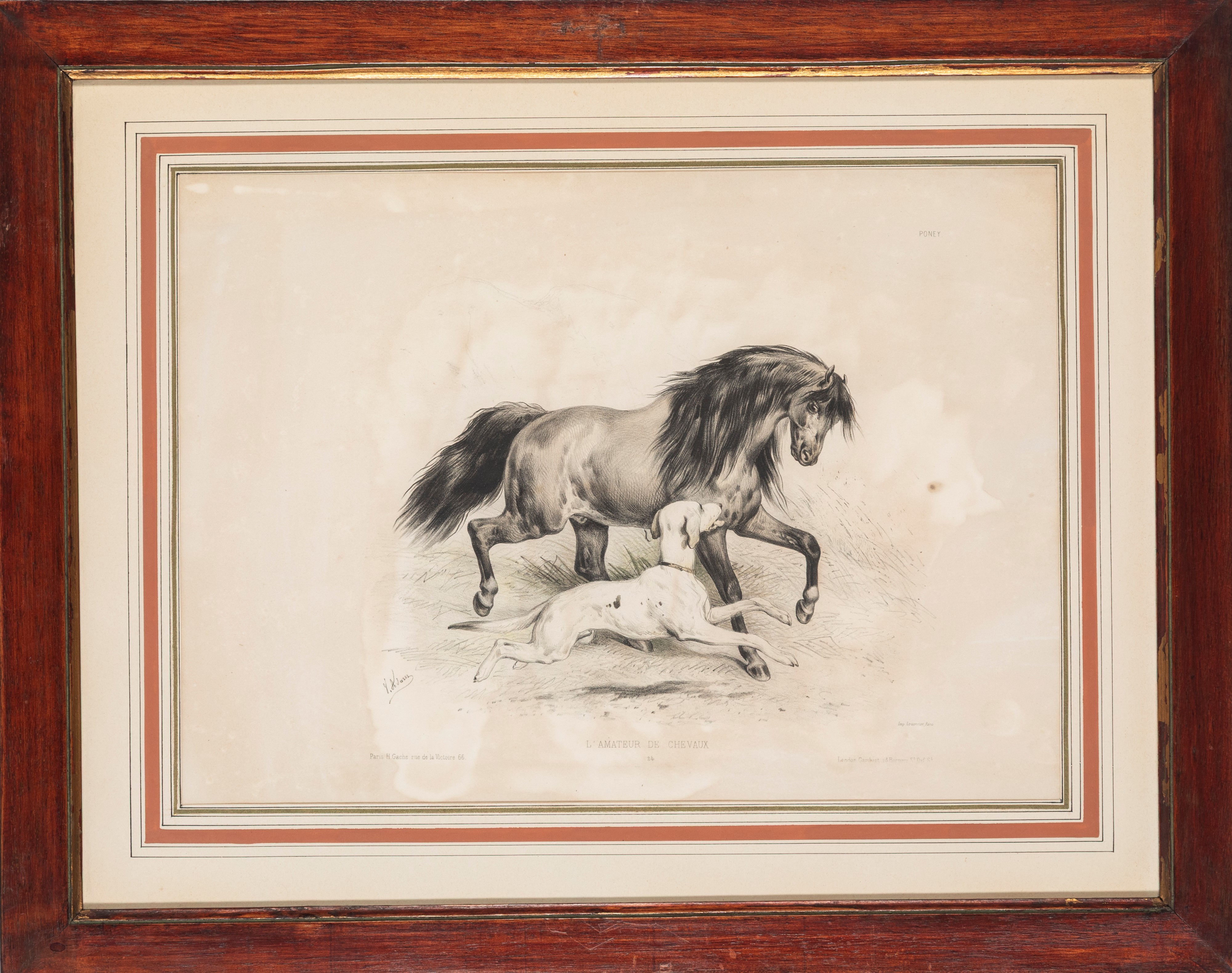 Gruppo di dodici litografie in cornici, dopo “L’amateur de chevaux”, iscrizioni e provenienza tip...