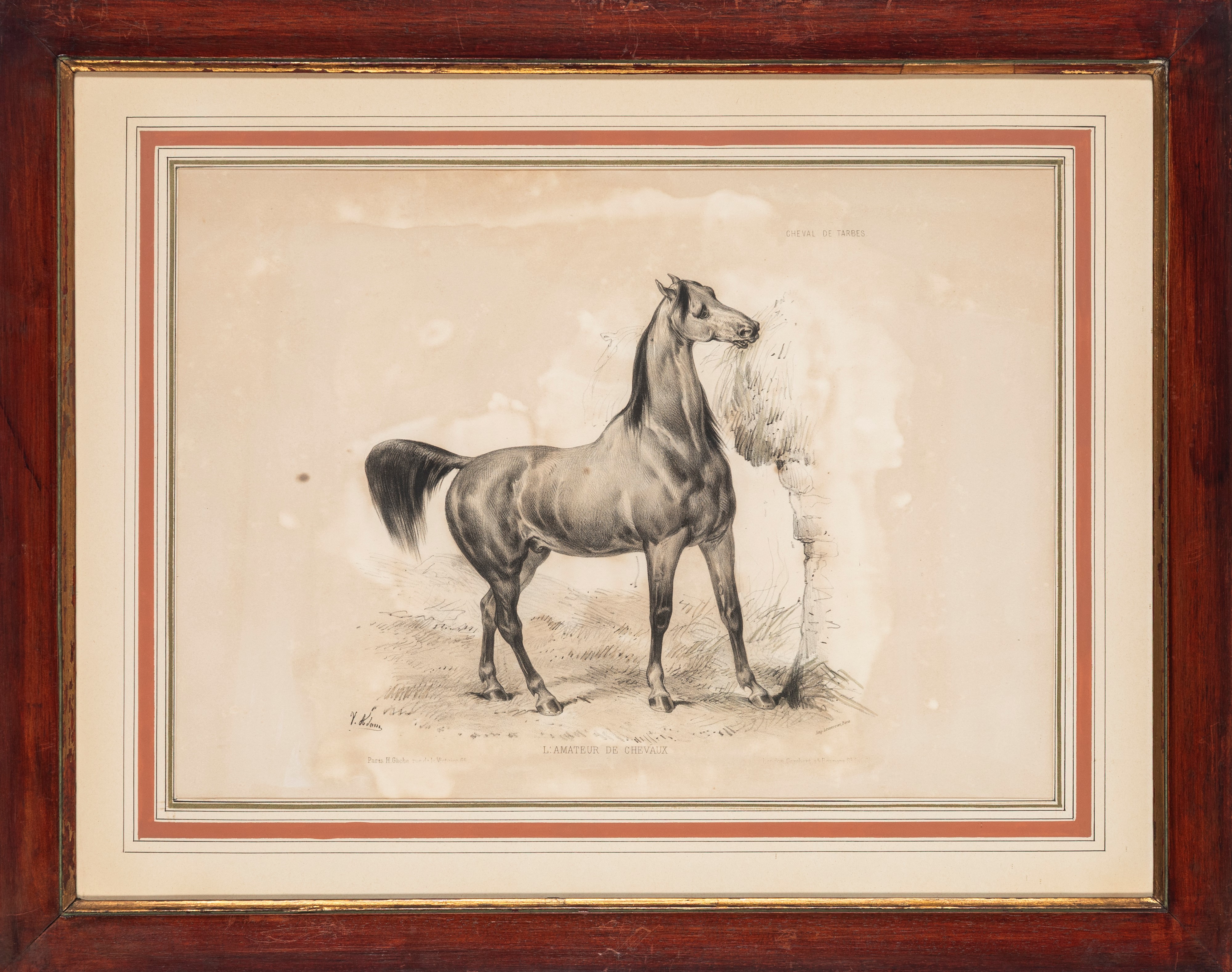 Gruppo di dodici litografie in cornici, dopo “L’amateur de chevaux”, iscrizioni e provenienza tip...