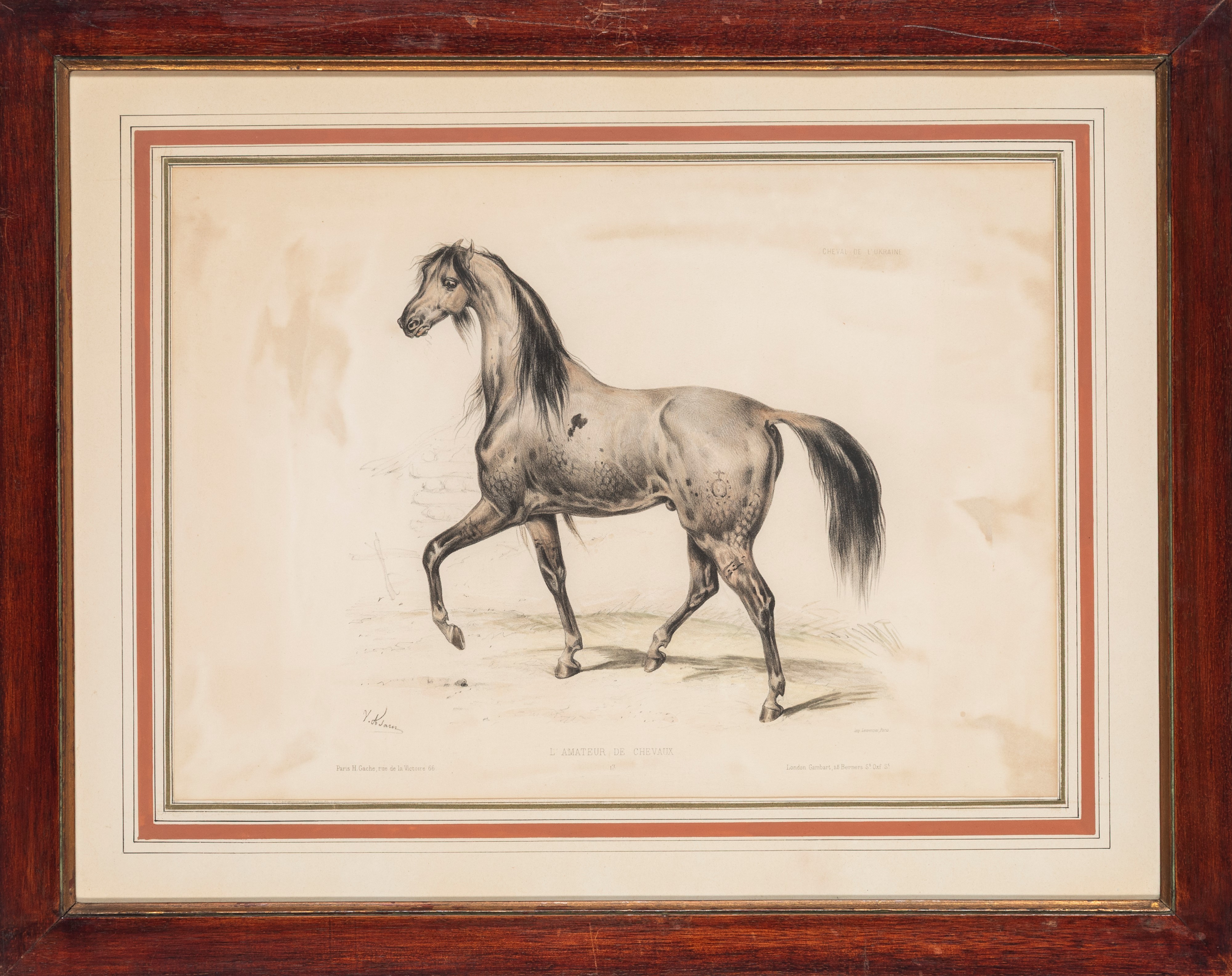 Gruppo di dodici litografie in cornici, dopo “L’amateur de chevaux”, iscrizioni e provenienza tip...