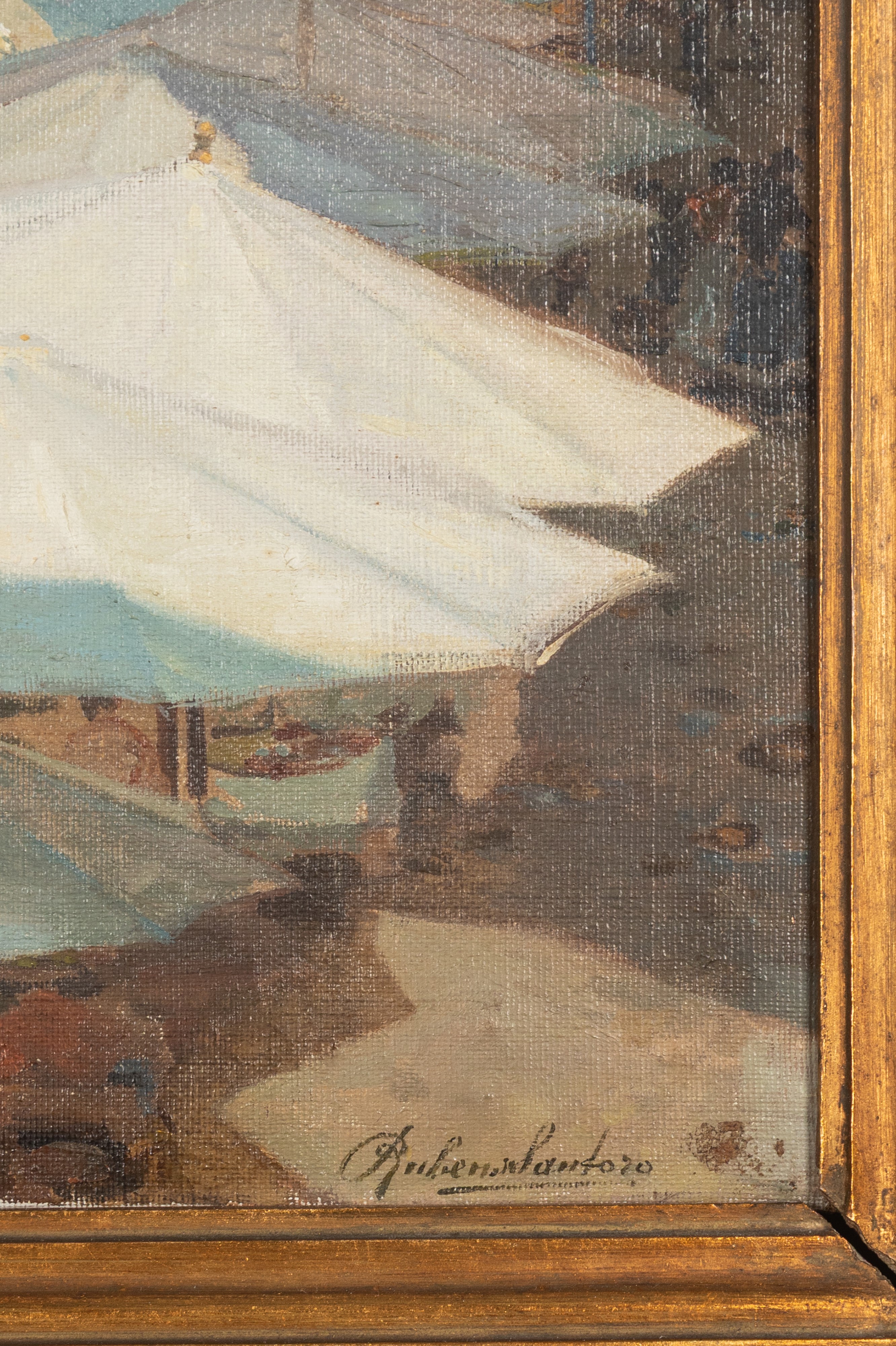 Rubens Santoro - Verona, Piazza delle Erbe, olio su tela