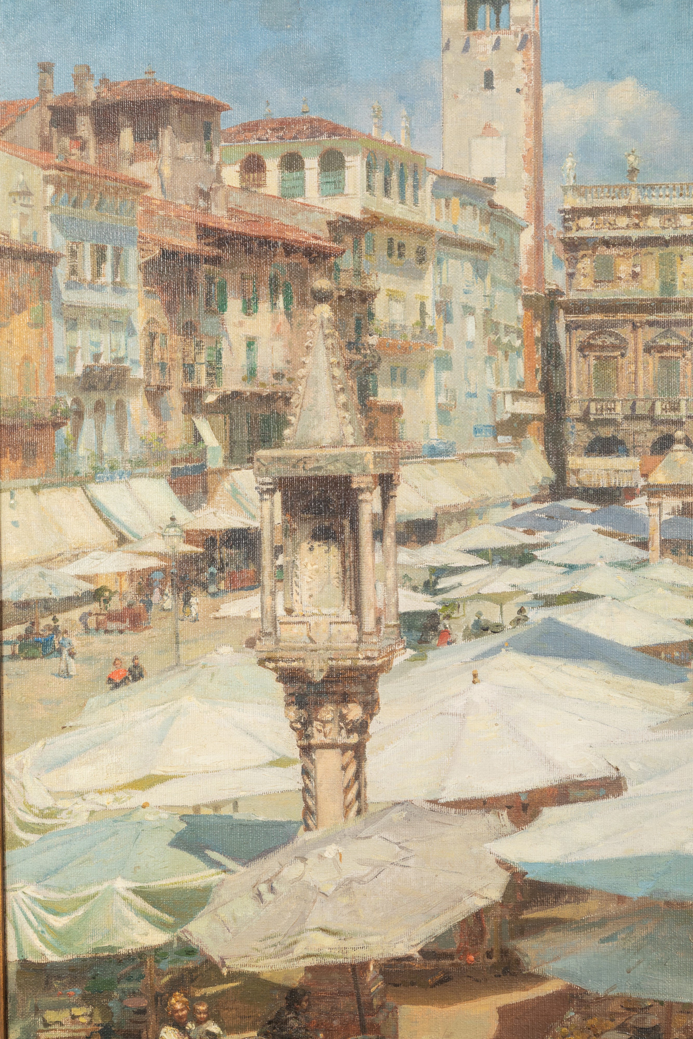 Rubens Santoro - Verona, Piazza delle Erbe, olio su tela