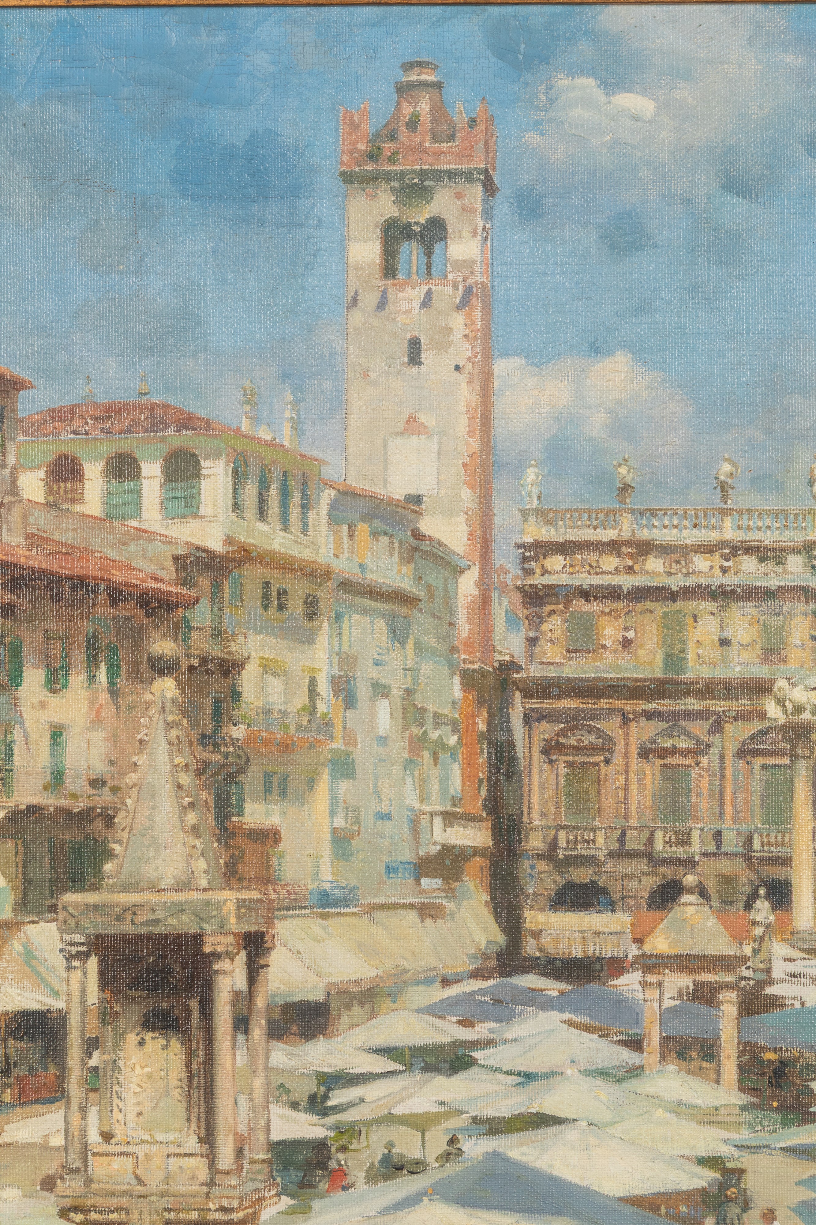 Rubens Santoro - Verona, Piazza delle Erbe, olio su tela