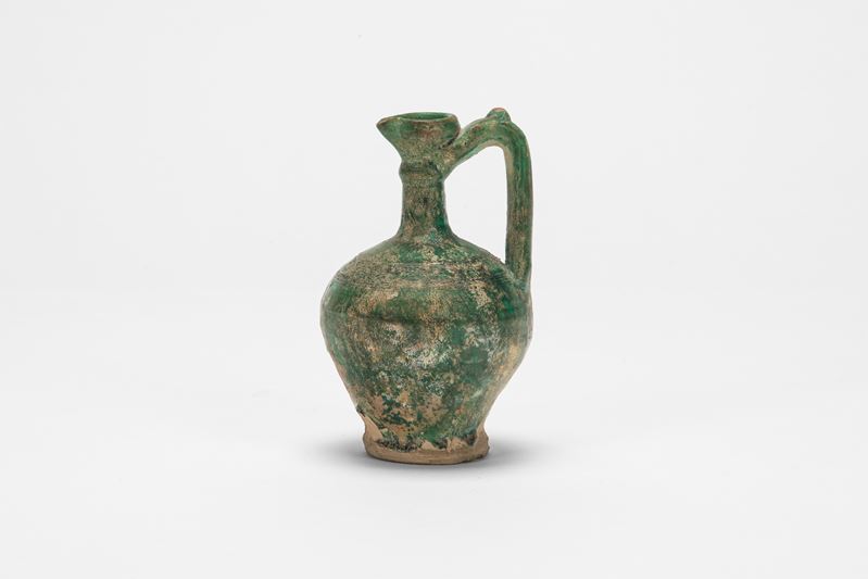 Versatoio persiano antico, ceramica invetriata verde