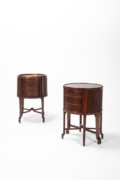 Comodini a tre cassetti, mobili in legno, secolo XIX