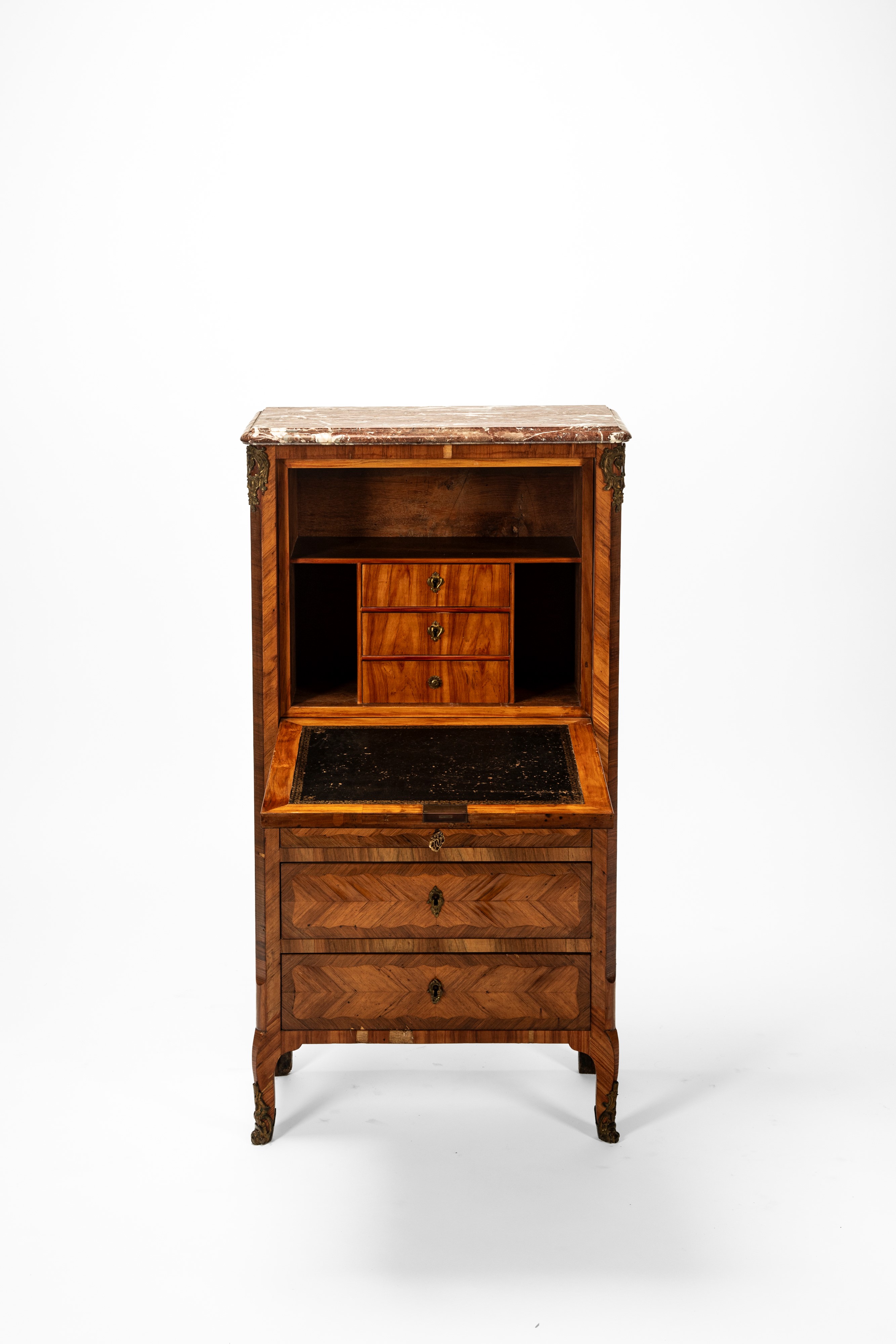 Secrétaire lastronato in noce con piano in marmo, secolo XIX