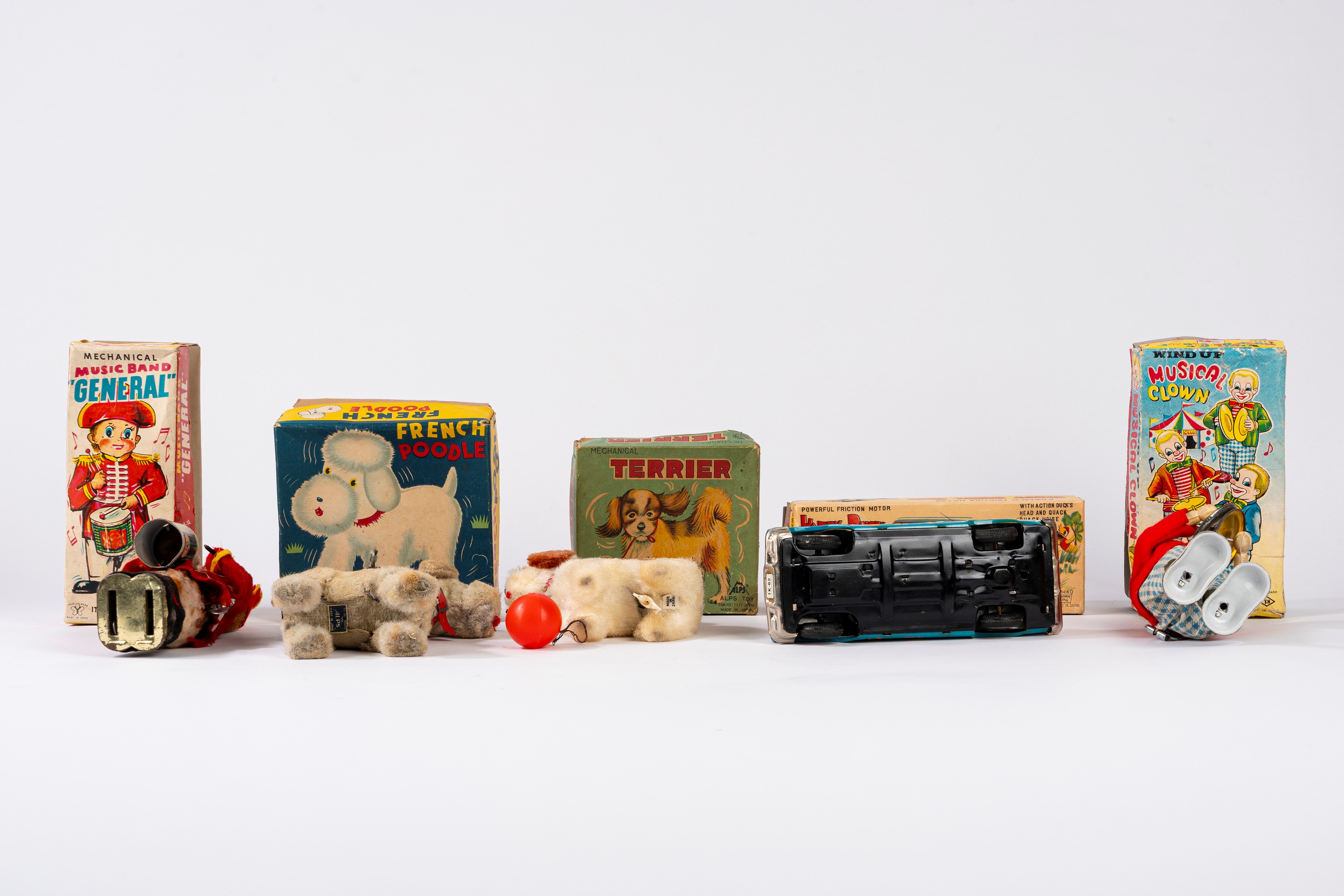 Various Japanese Makers - Lotto di cinque giocattoli meccanici in scatola (anni 1960)