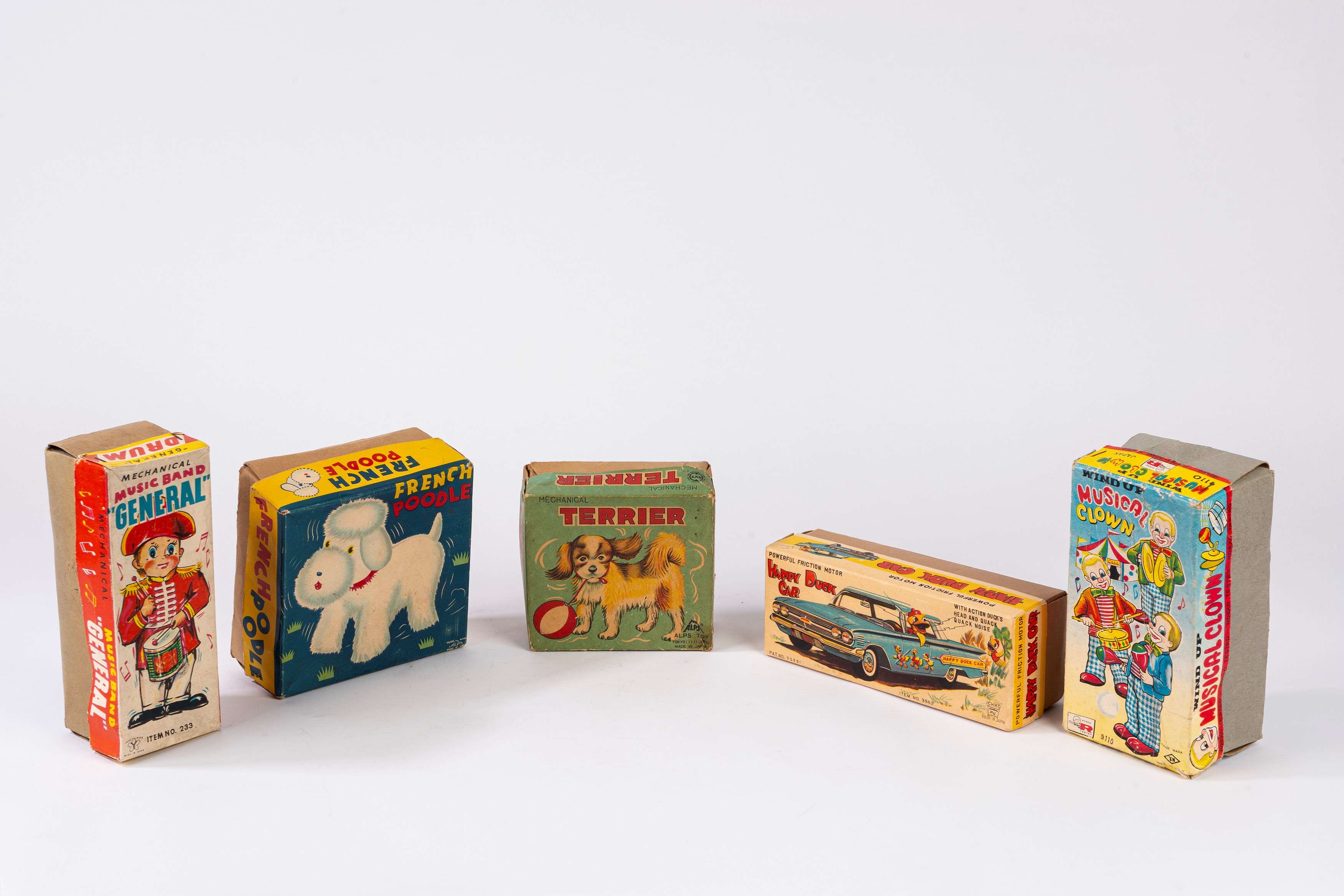 Various Japanese Makers - Lotto di cinque giocattoli meccanici in scatola (anni 1960)