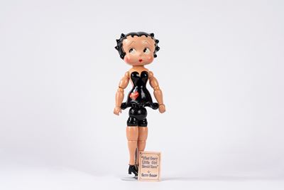 Bambola, Betty Boop, legno policromo con giunture snodate