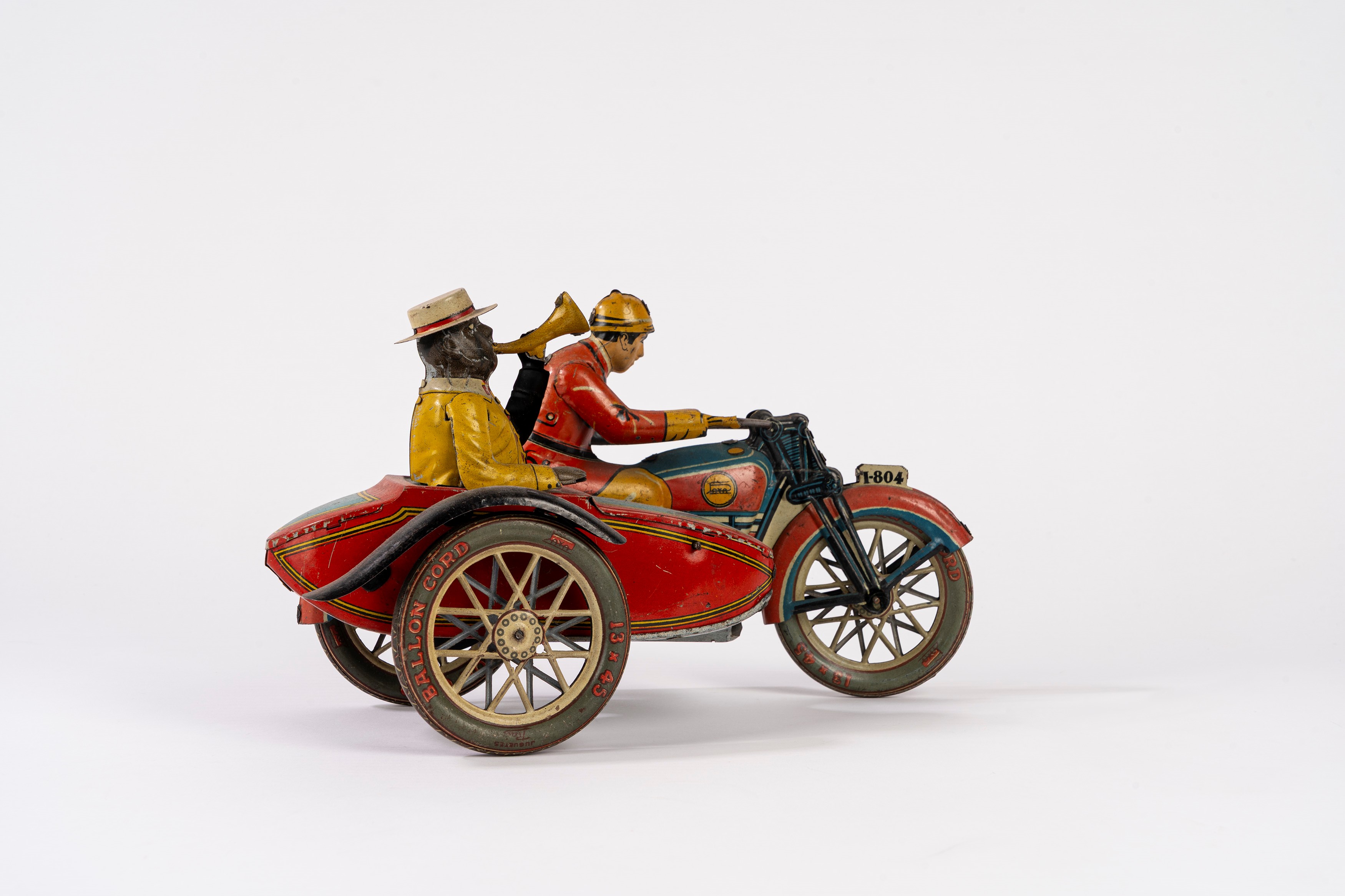 Paya - Motocicletta con sidecar, in latta litografata, anni 1930