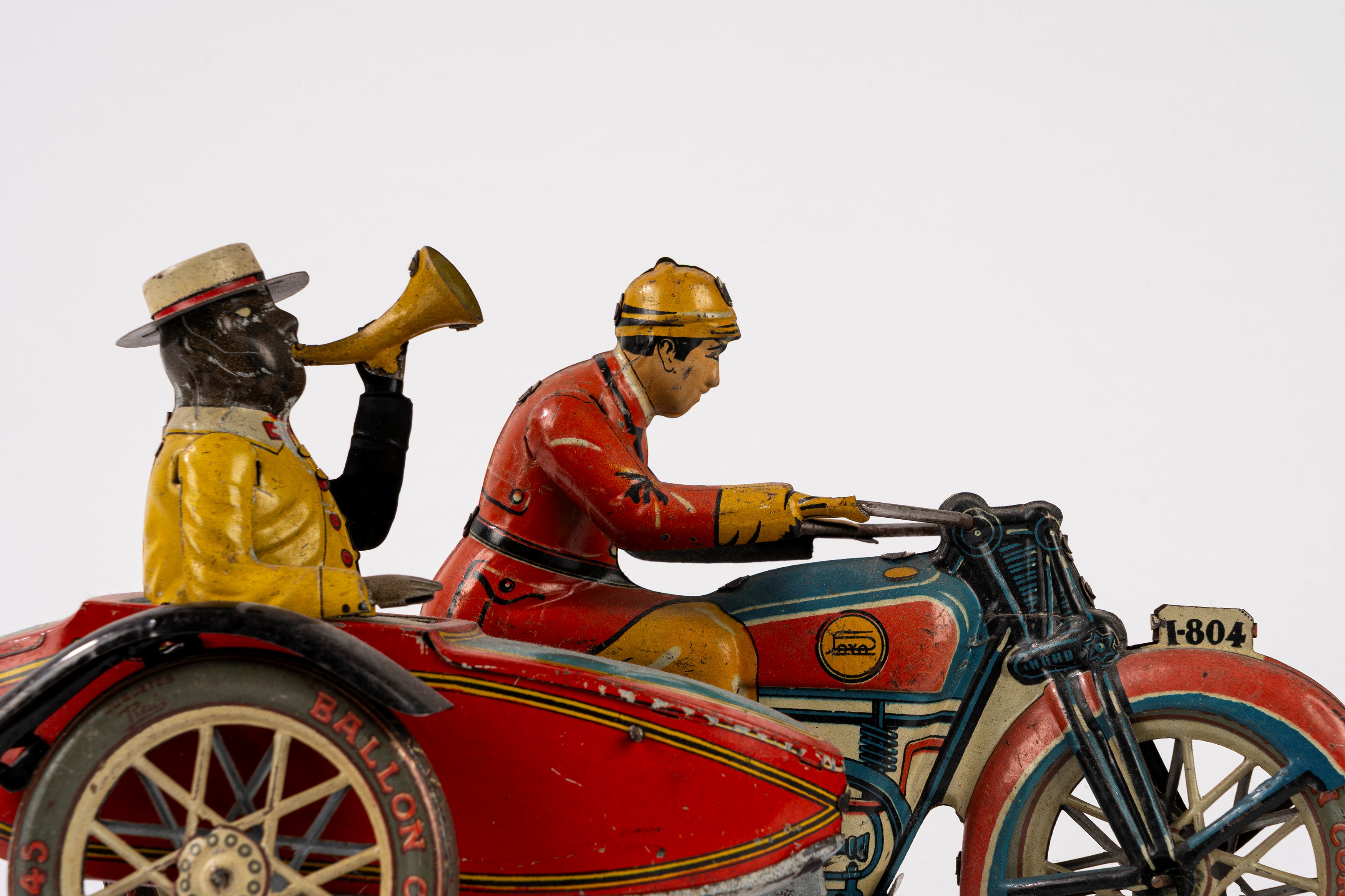 Paya - Motocicletta con sidecar, in latta litografata, anni 1930