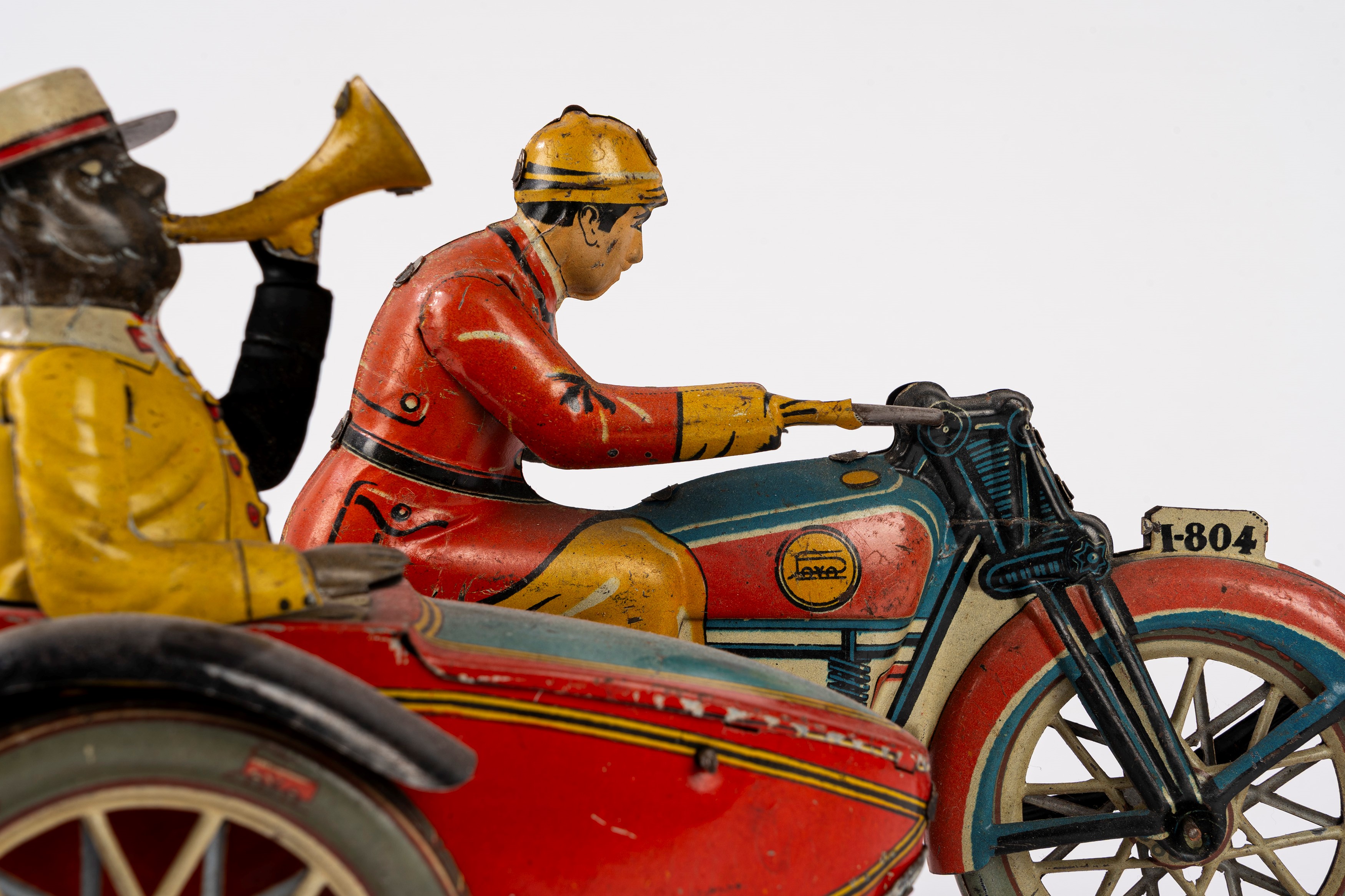 Paya - Motocicletta con sidecar, in latta litografata, anni 1930