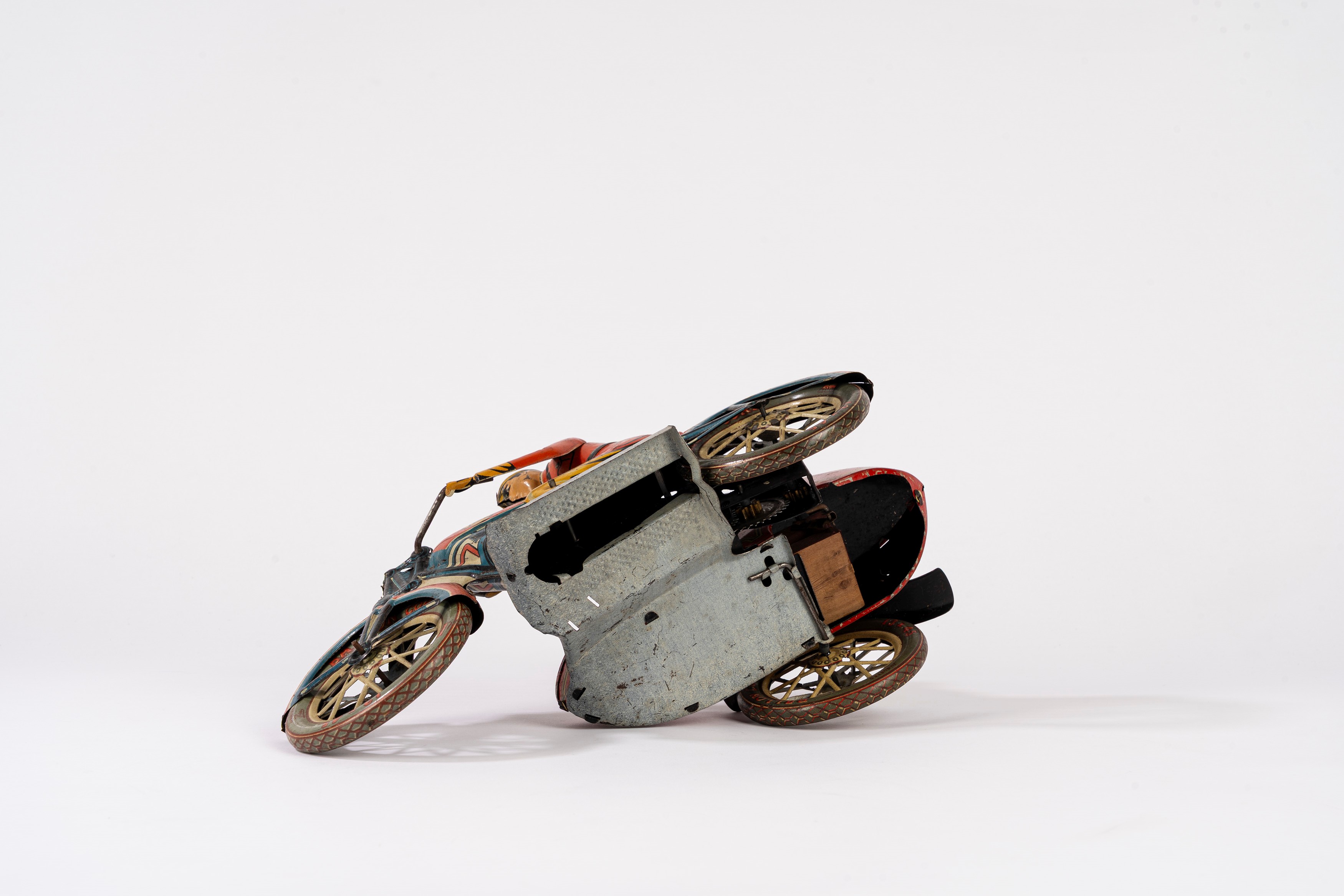 Paya - Motocicletta con sidecar, in latta litografata, anni 1930