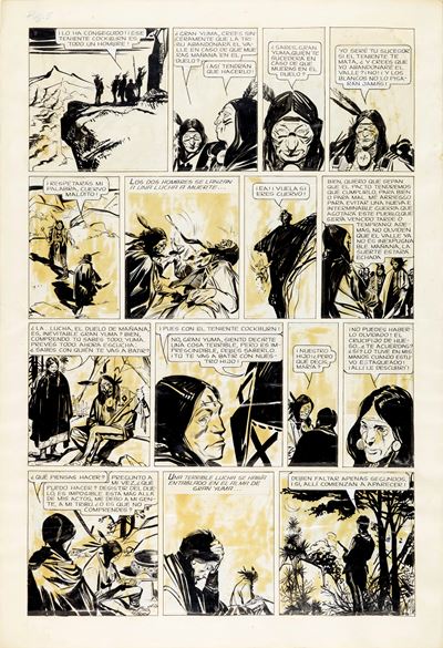 Combate en el bosque (matita e china su cartoncino, 1962)
