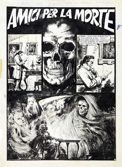 Amici per la morte (storia a fumetti), matita e china su cartoncino, 1977