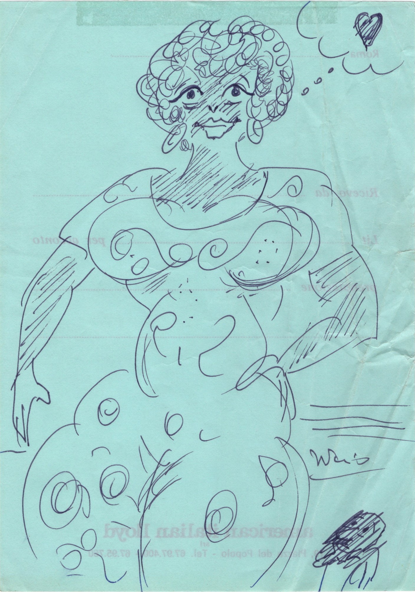 Federico Fellini - Donne in studio, biro su carta (4 disegni)