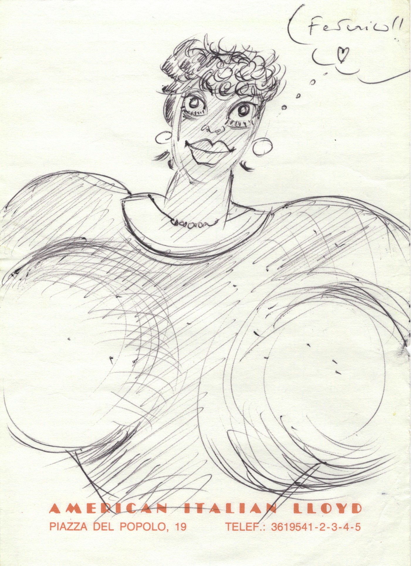 Federico Fellini - Donne in studio, biro su carta (4 disegni)