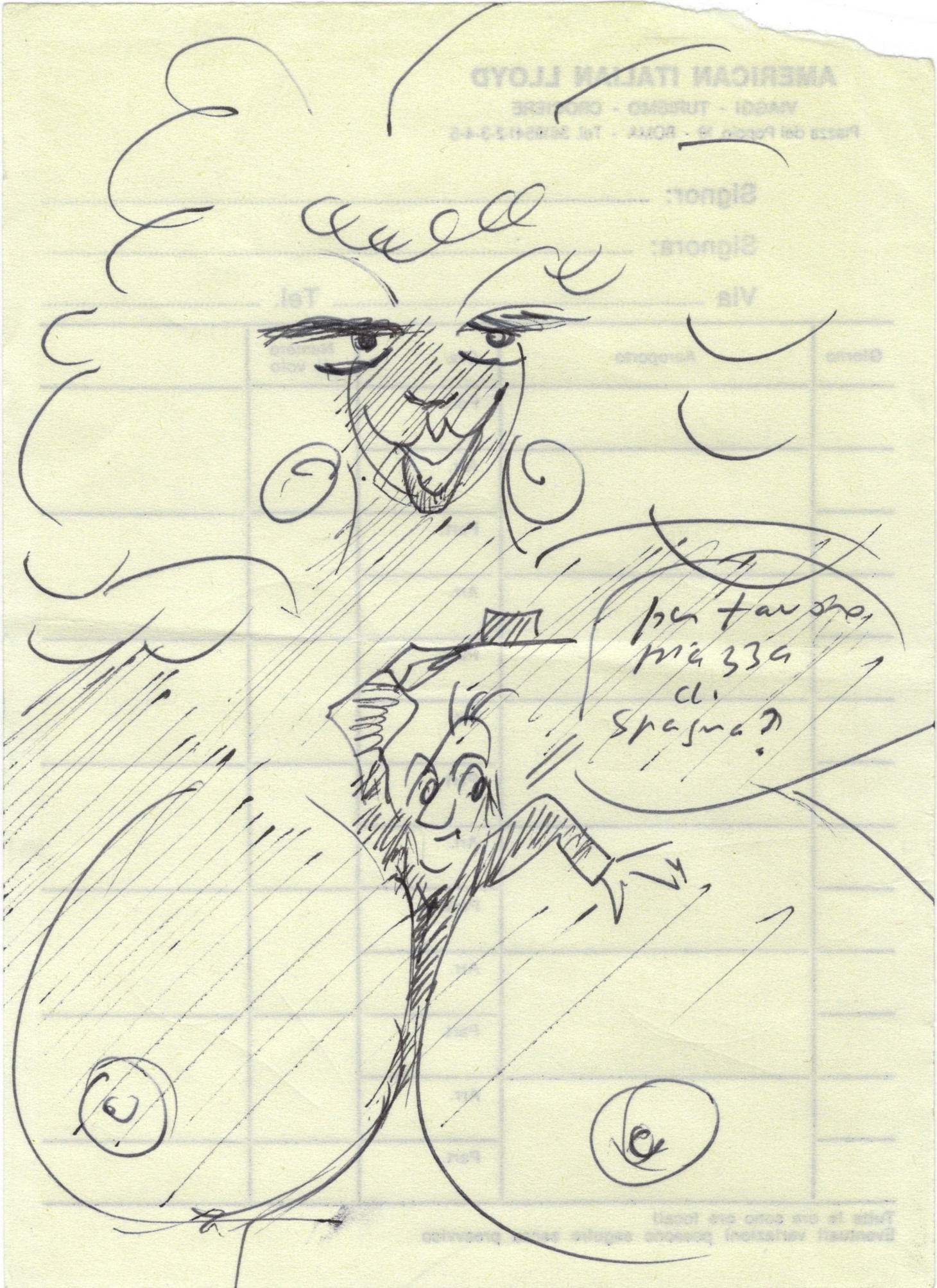 Federico Fellini - Donne in studio, biro su carta (4 disegni)