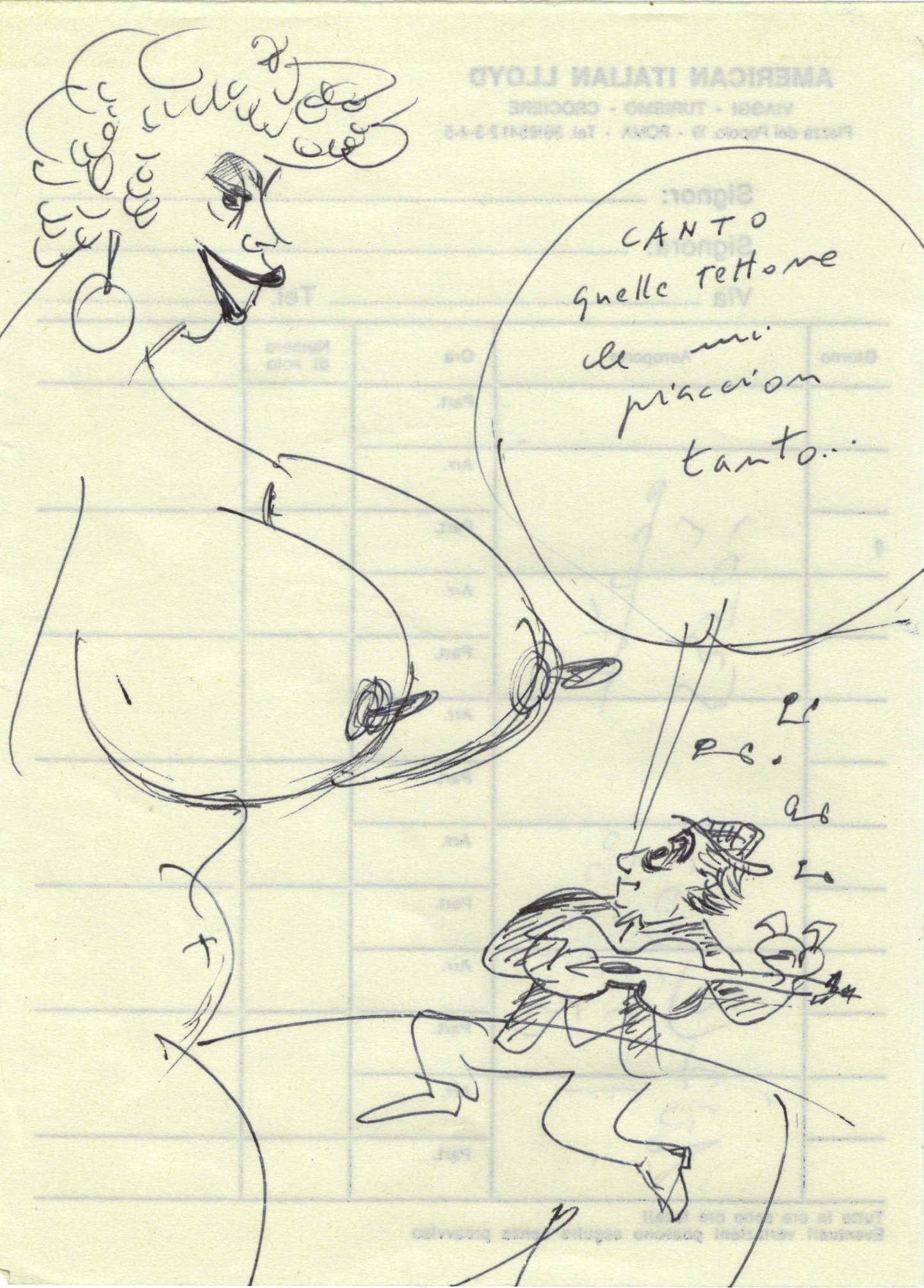 Federico Fellini - Donne in studio, biro su carta (4 disegni)